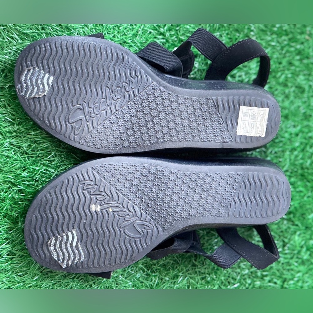 Skechers Women's‎ Black Wedge Sandals Size 9 - Picture 4 of 7